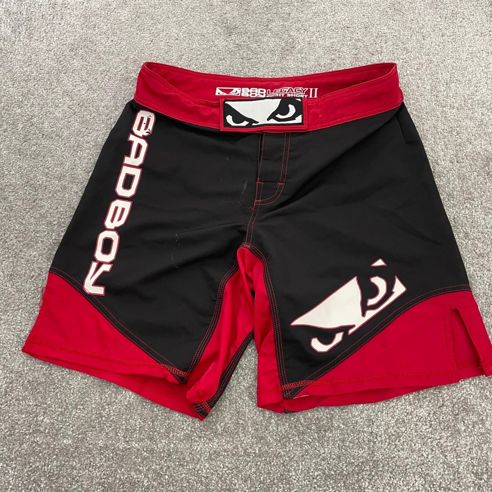 Bad Boy Shorts Mens Legacy II Fight Short Black Red MMA Grappling BJJ UFC Y2K